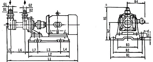   3G25×4、3G36×4型船用三螺桿泵外形及安裝尺寸